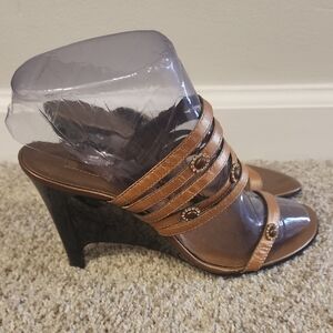 Enzo Angiolini Brown Strappy Heels with Medium Heel